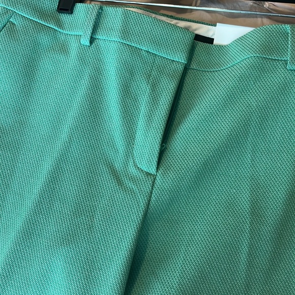 NWT Ann Taylor 12 petite green textured cropped slacks - Picture 2 of 8